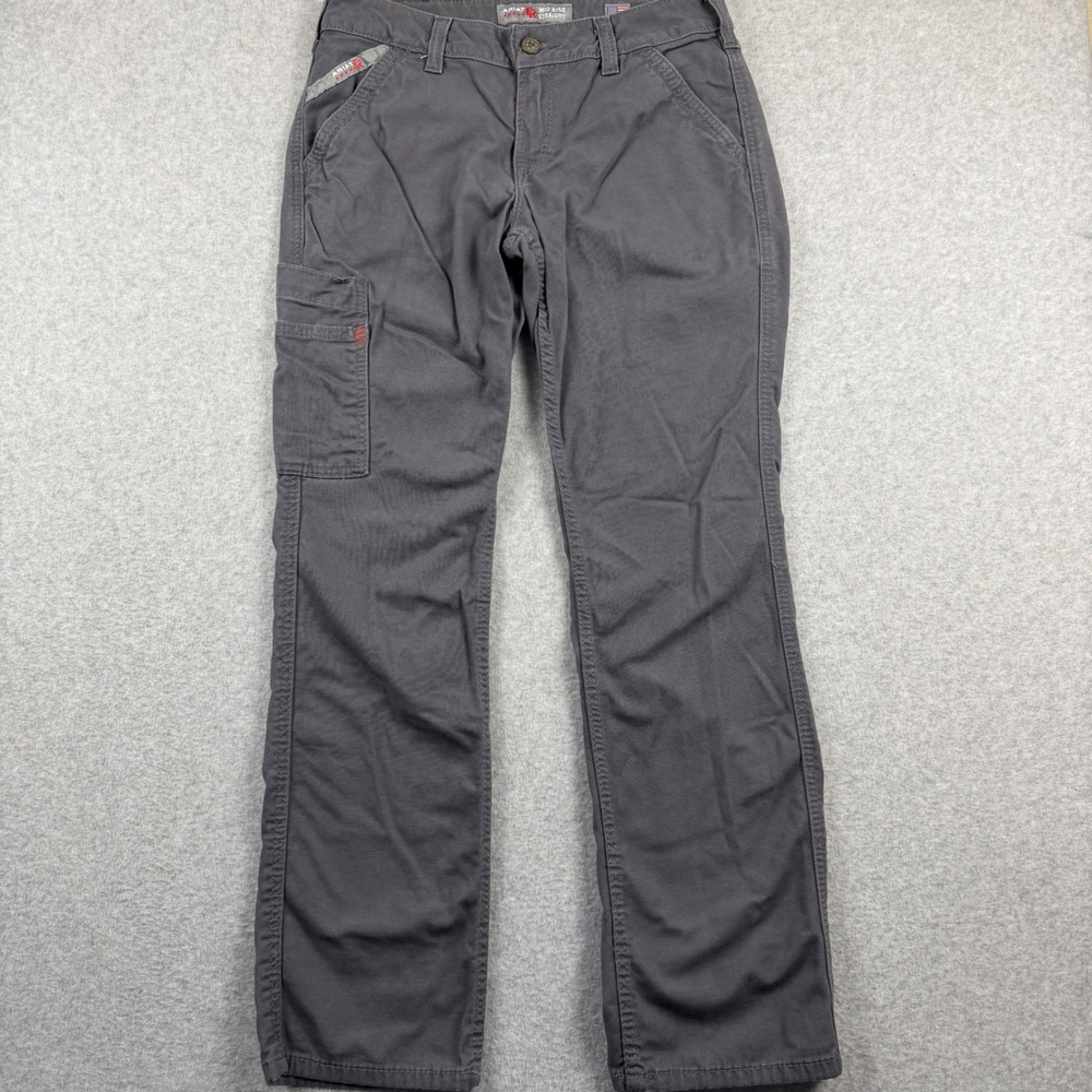 Ariat FR Work Pants Womens 28S Gray Mid Rise Straight Leg Flame Resistant CAT 2